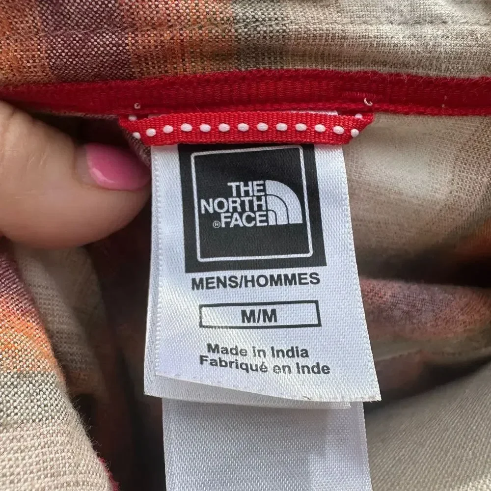 The North Face Plaid Button-Up Shirt - Orange and White